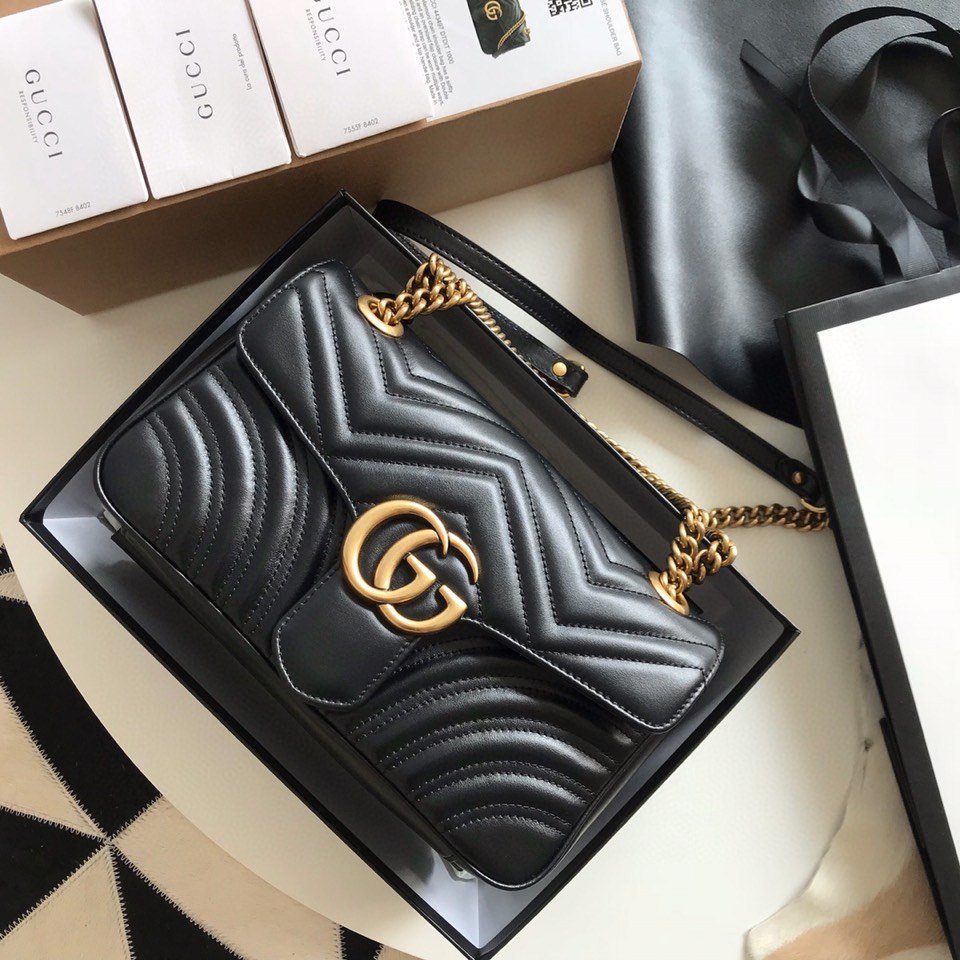 Gucci GG Marmont Small Matelasse Bag Black (Pronta entrega)