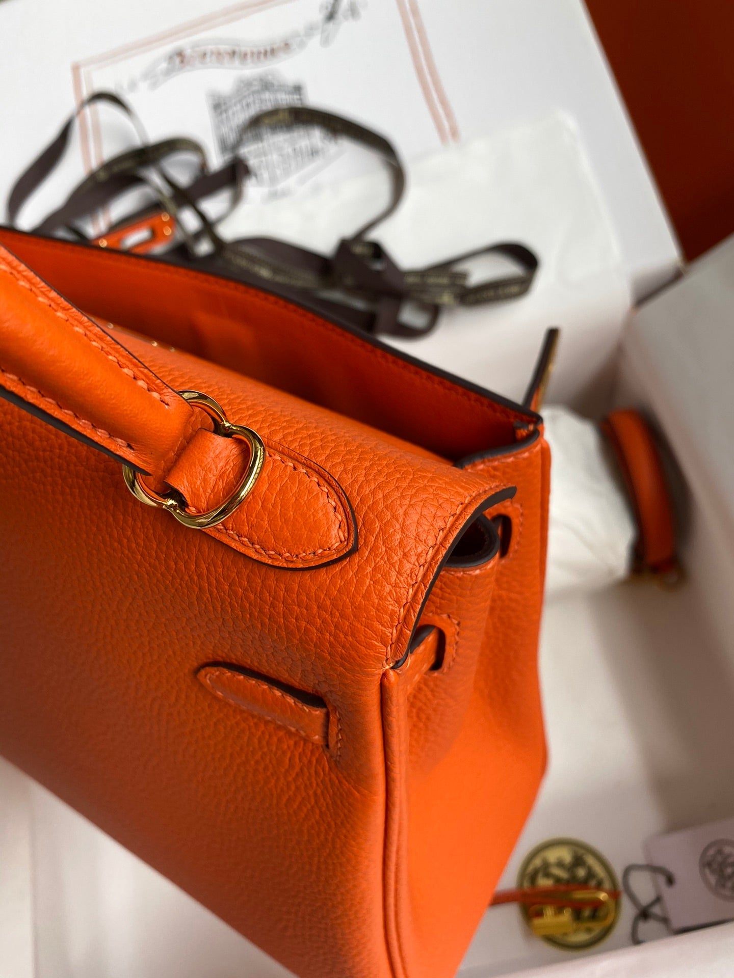 Bolsa Hermes Kelly Orange 25cm
