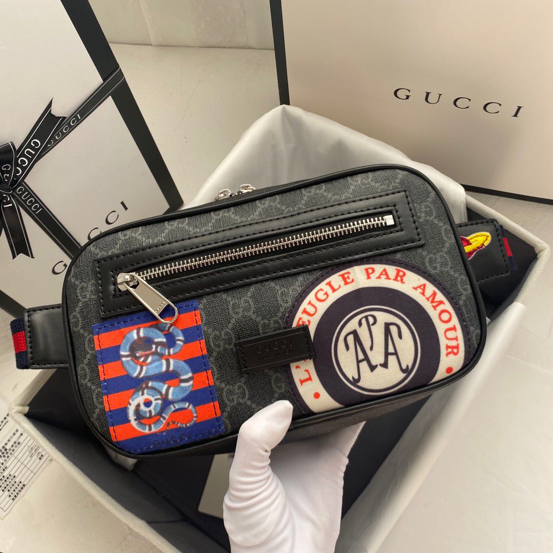Gucci Black GG Supreme Night Courrier Belt Bag