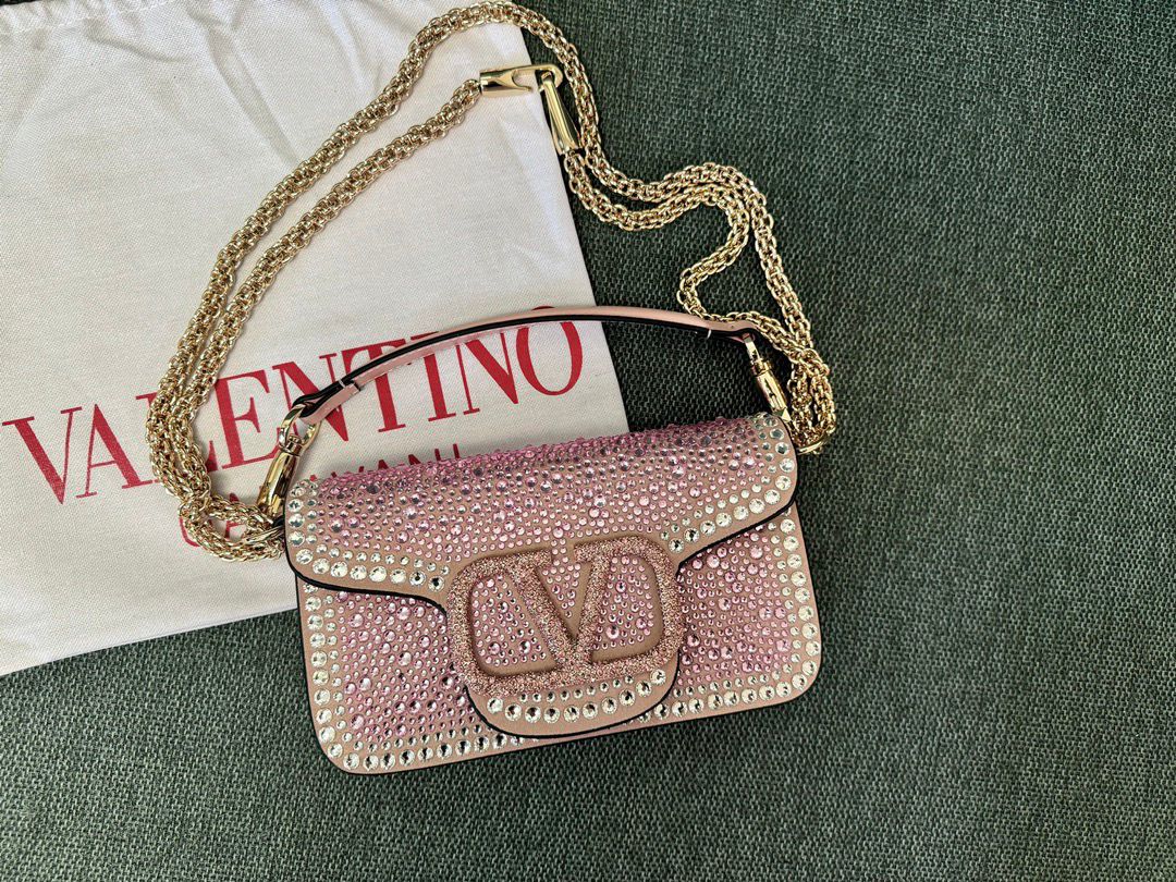 Valentino Garavani Locò Shoulder Bag With Rhinestones.