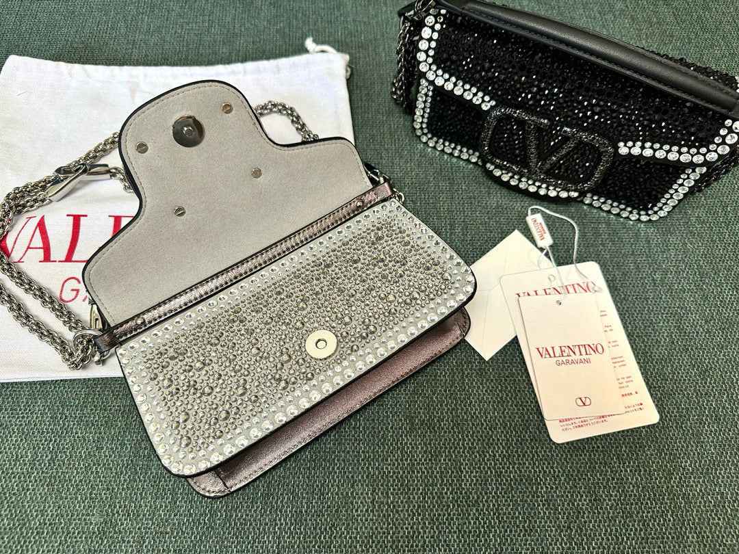 Valentino Garavani Locò Shoulder Bag With Rhinestones