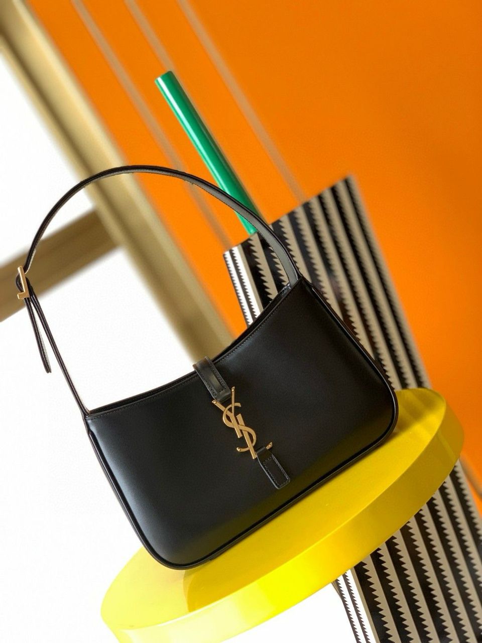 Yves Saint Laurent Mini Le 5 to 7 Leather Black