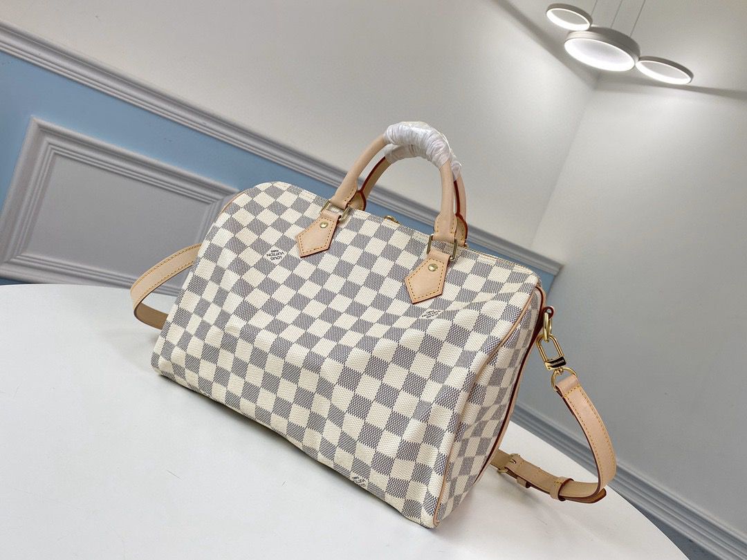 Lv Speedy Bandoulière 30 Damier Azur