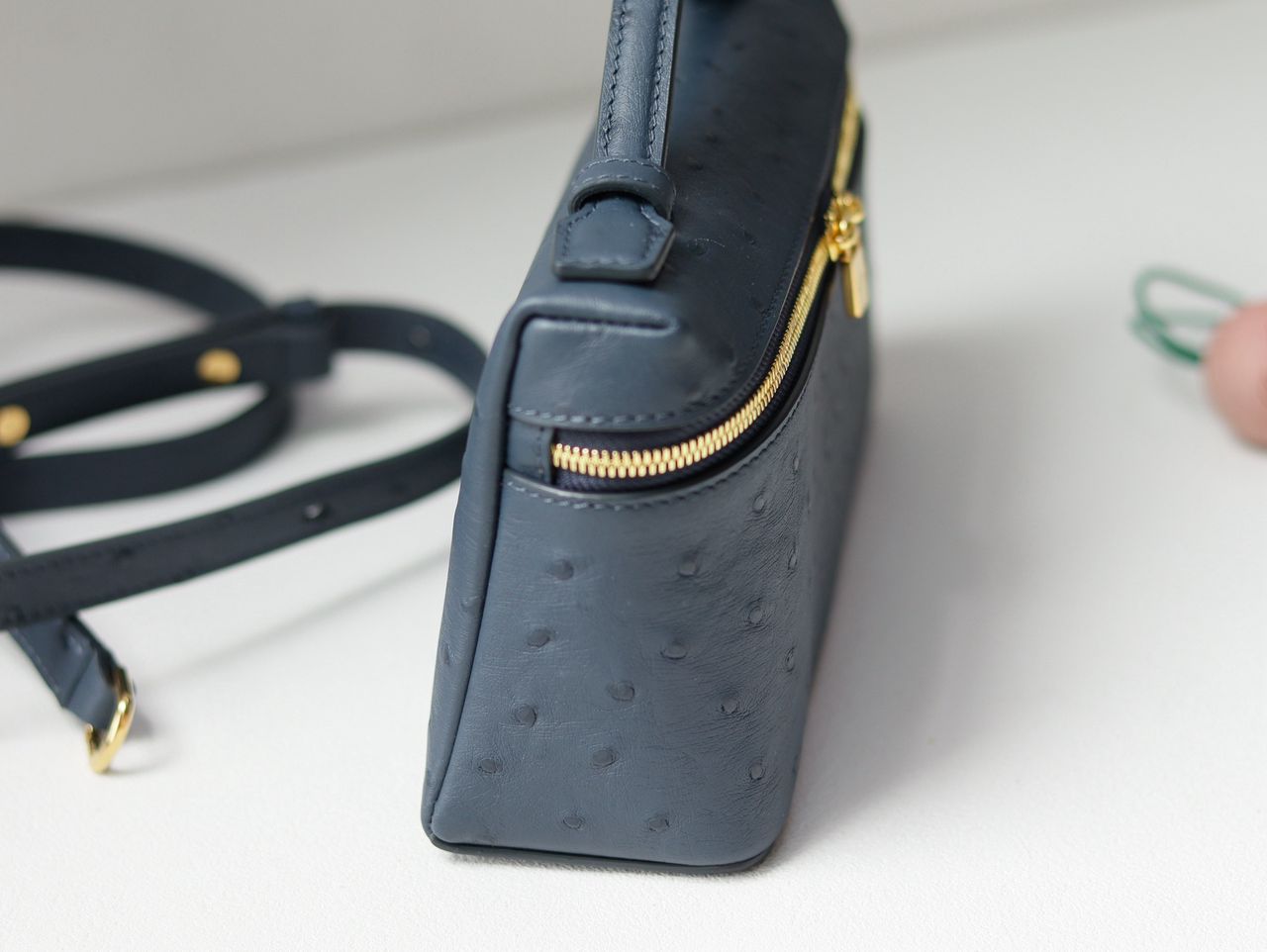 Loro Piana L19 Extra Pocket Pouch Ostritch