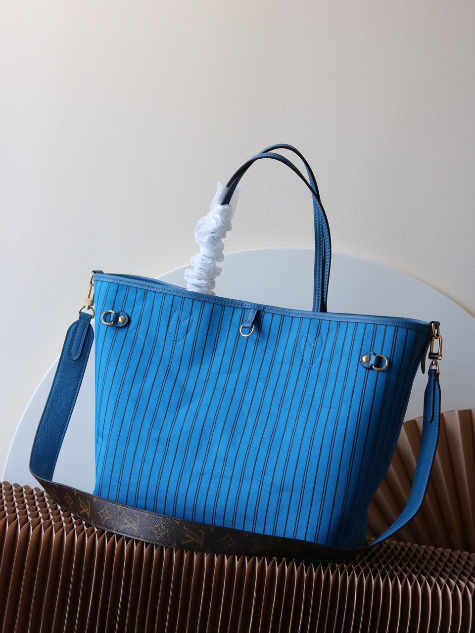 Lv Neverfull Bandoulière Inside Out MM Gaston Blue