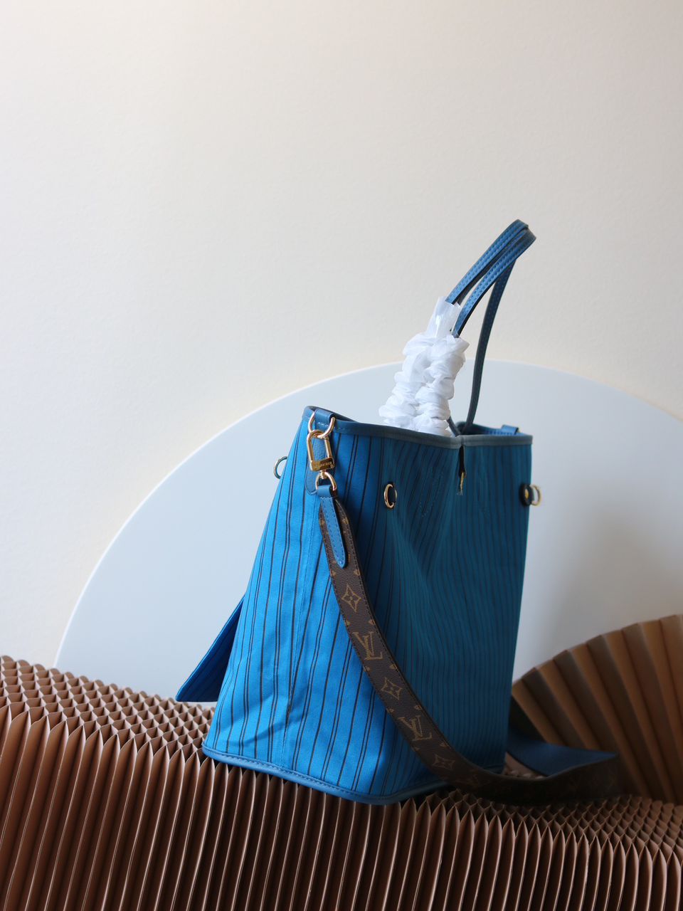 Lv Neverfull Bandoulière Inside Out MM Gaston Blue