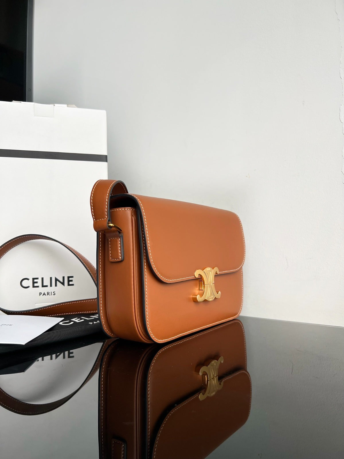 Celine Classique Triomphe Leather Bag Brown