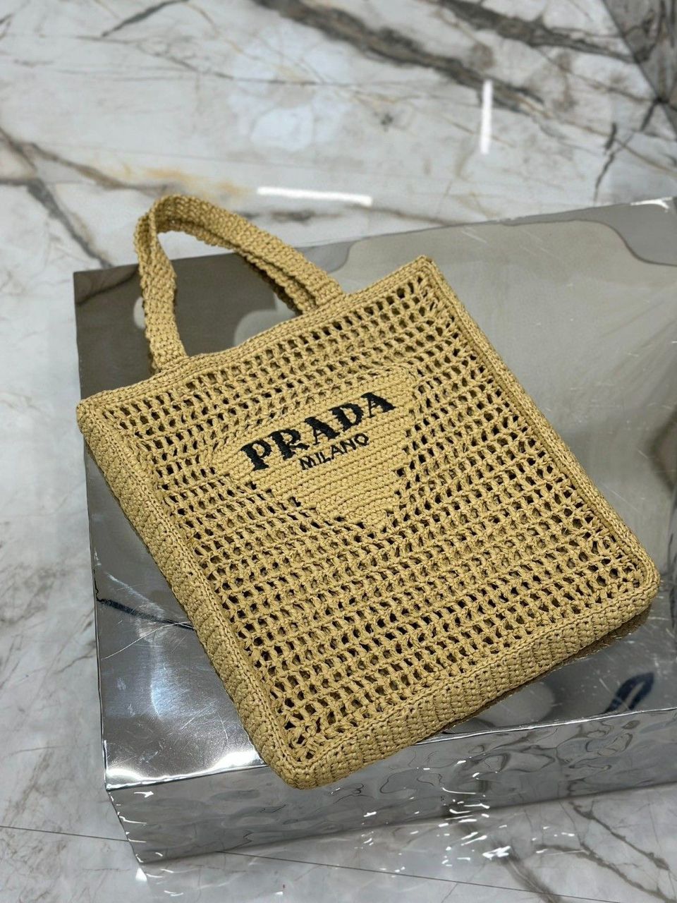 Prada Raffia Tote Bag