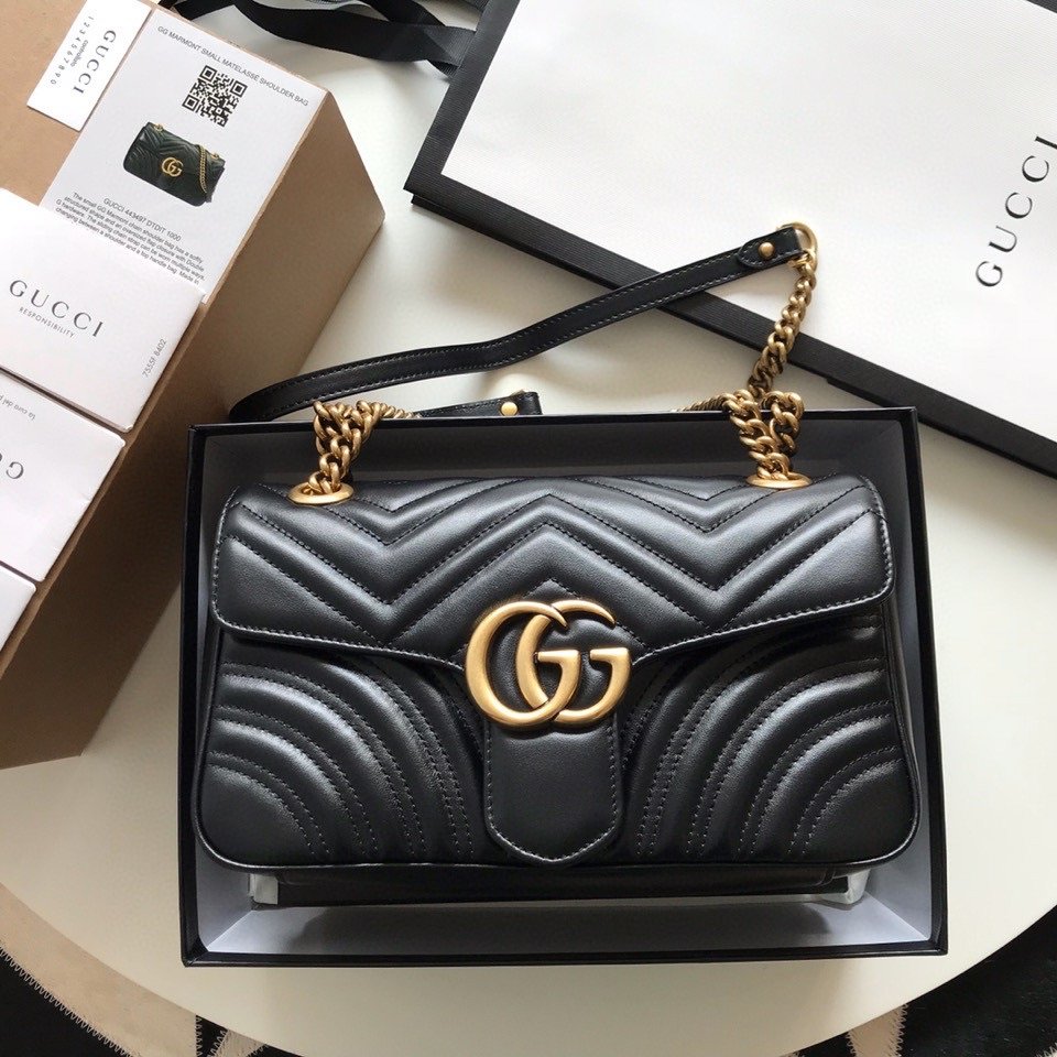 Gucci GG Marmont Small Matelasse Bag Black (Pronta entrega)