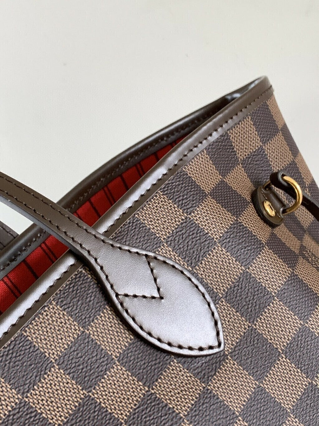 Lv Neverfull Inside Out MM Brown and Red