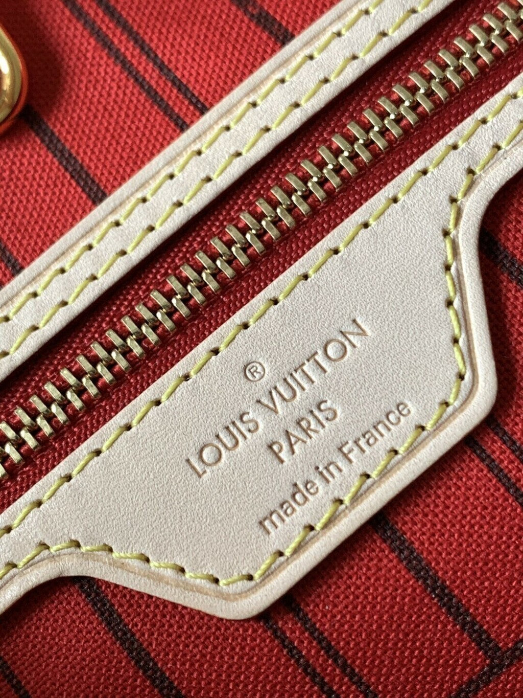 Lv Neverfull Inside Out MM Beige and Red