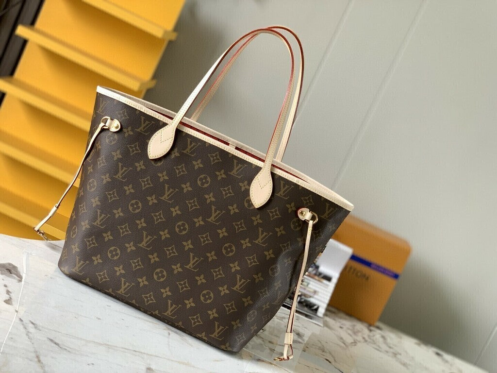 Lv Neverfull Inside Out MM Beige and Red