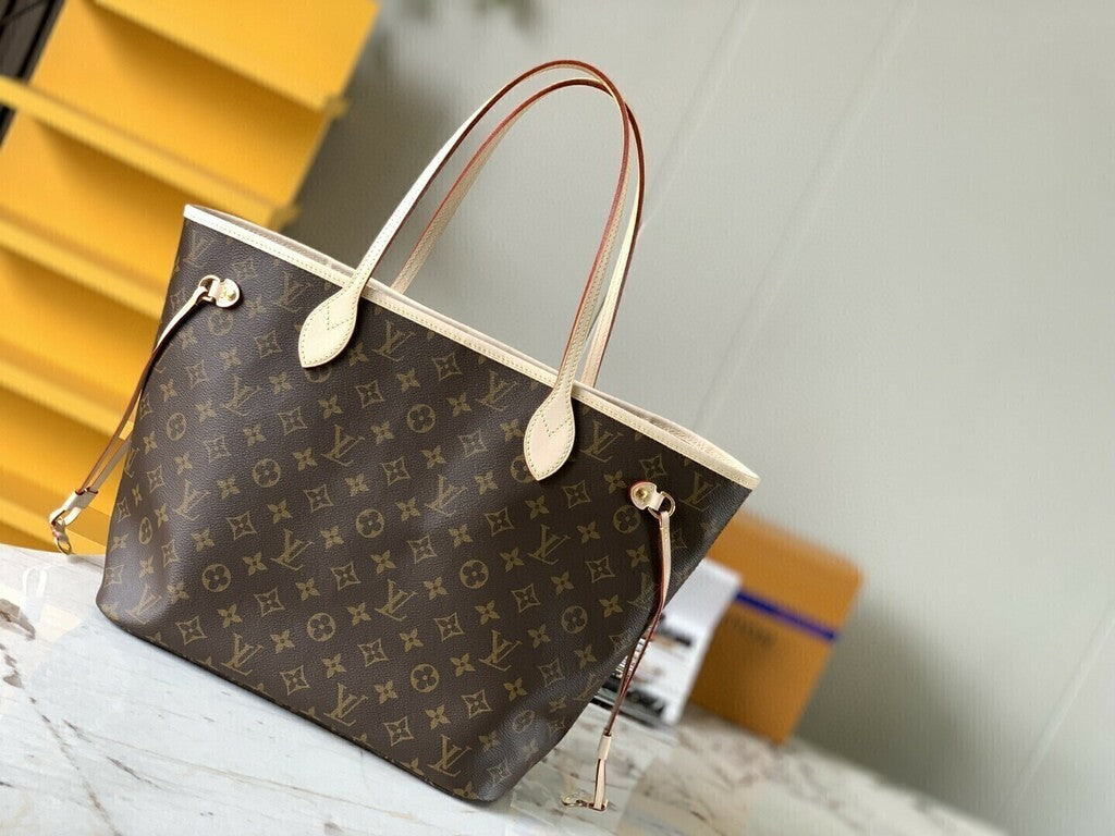 Lv Neverfull Inside Out MM Beige and Red
