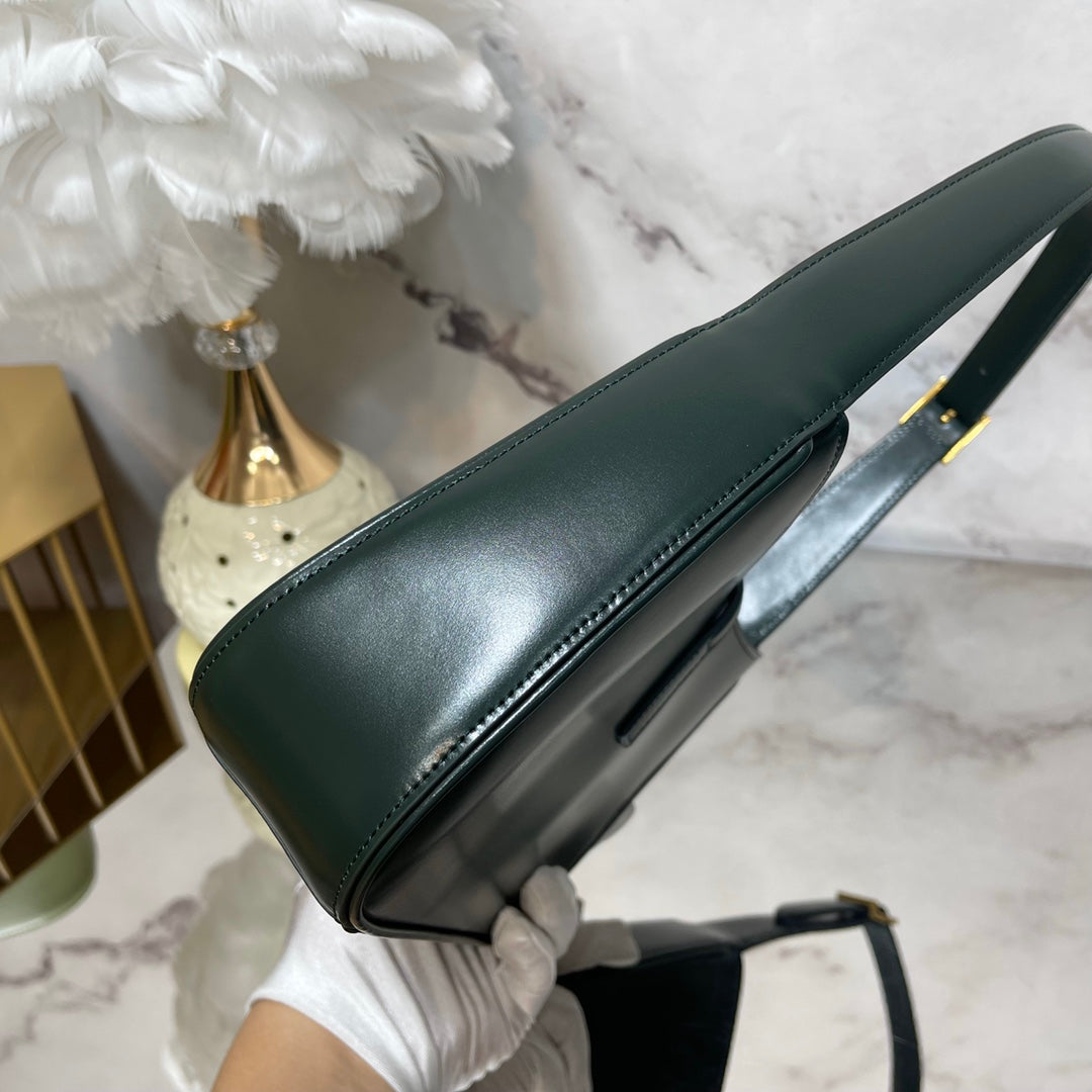 Yves Saint Laurent Mini Le 5 to 7 Leather Green