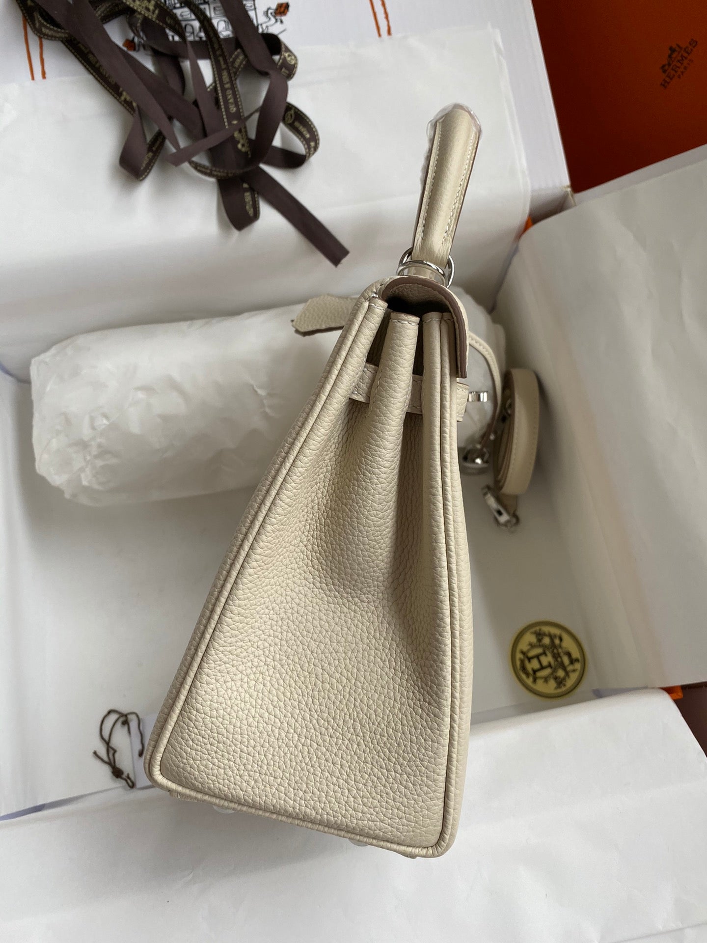 Bolsa Hermes Kelly Off White 25cm