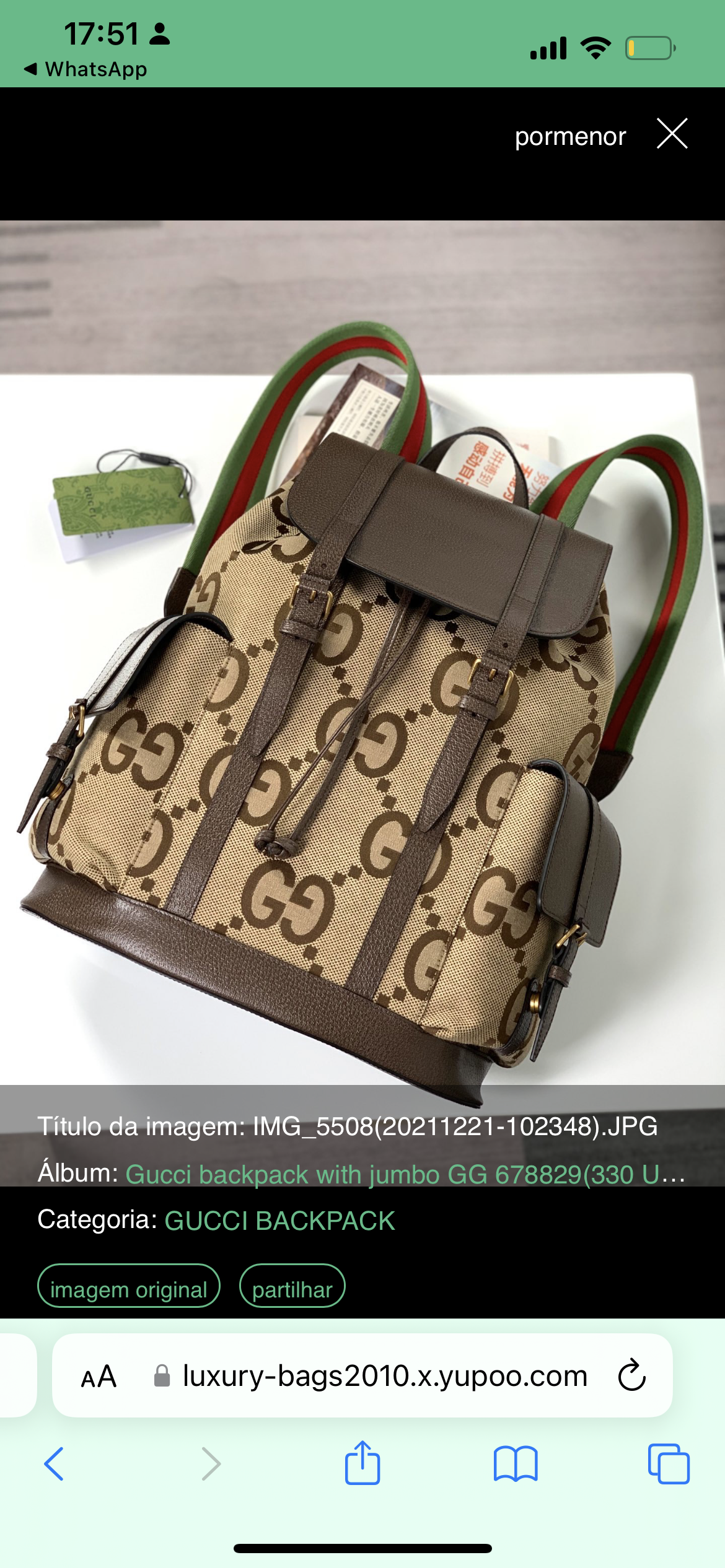 Mochila Gucci GG Jumbo Camel Ebony