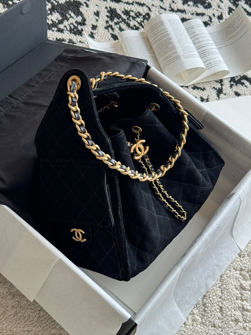 Bolsa Hobo  Chanel 25 em camurça Black