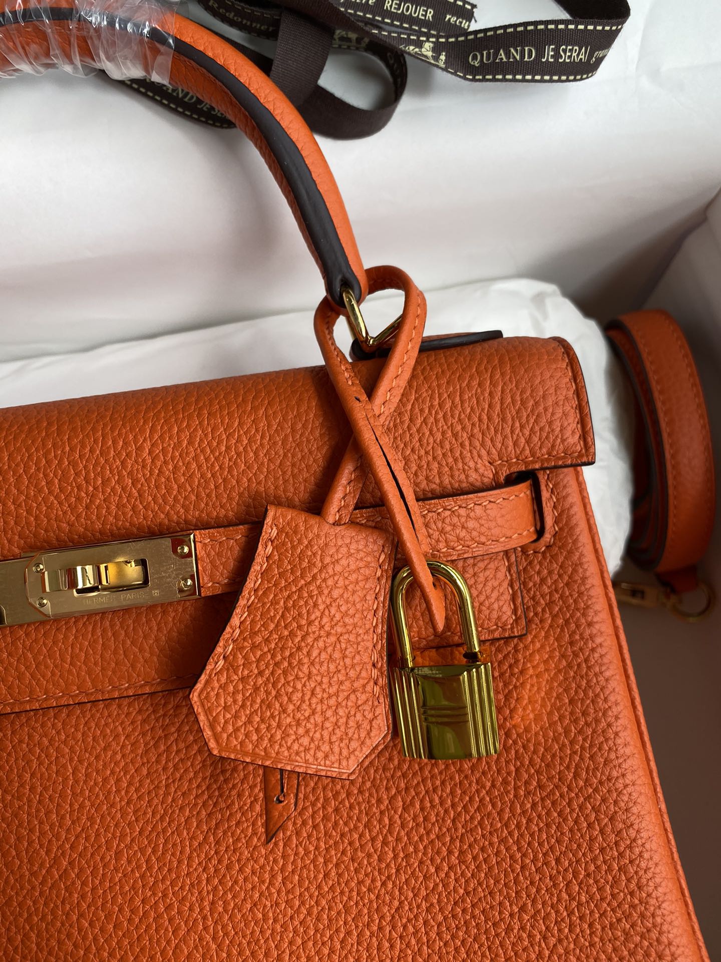 Bolsa Hermes Kelly Orange 25cm