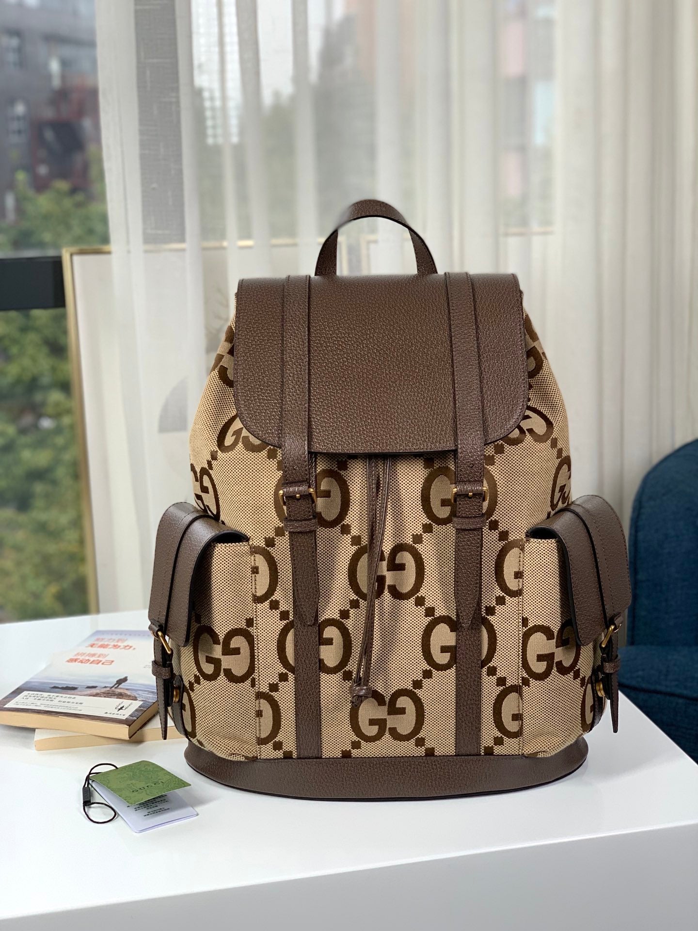 Mochila Gucci GG Jumbo Camel Ebony