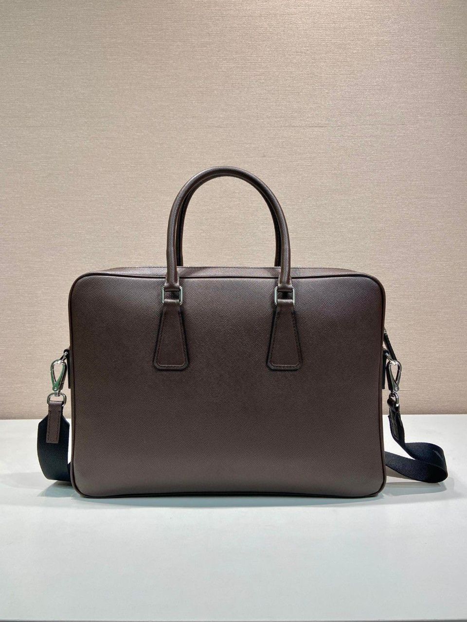 Prada Saffiano Leather Briefcase Brown