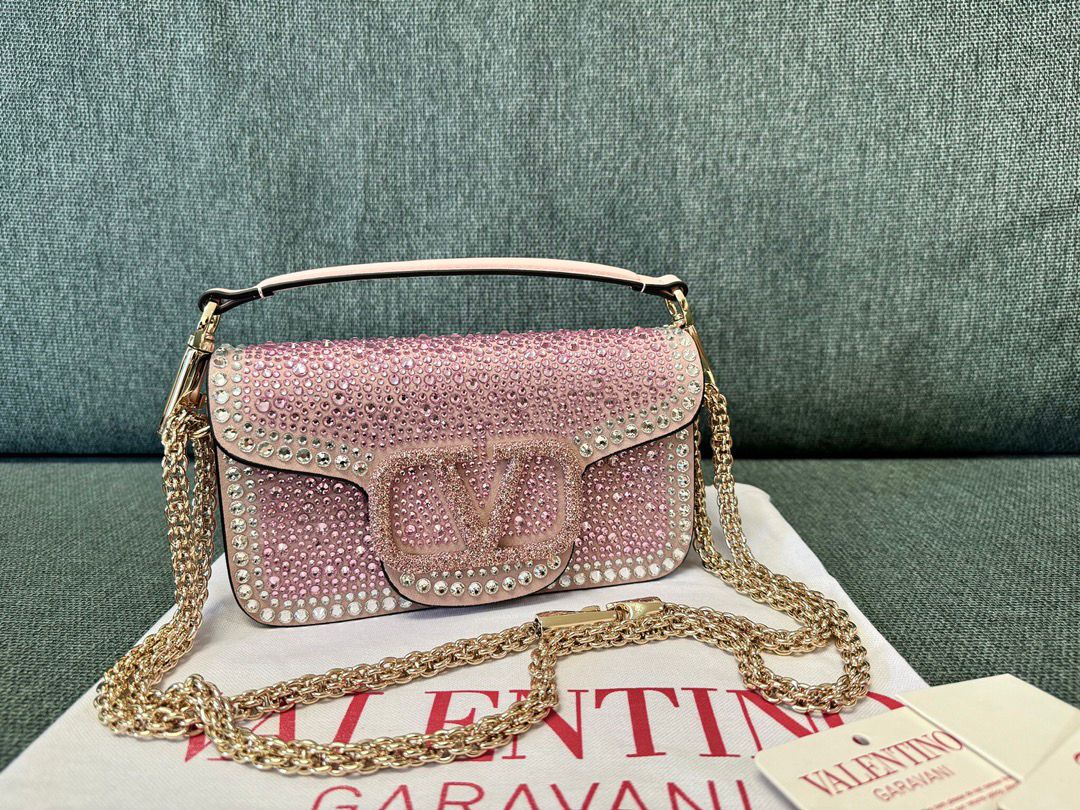 Valentino Garavani Locò Shoulder Bag With Rhinestones.