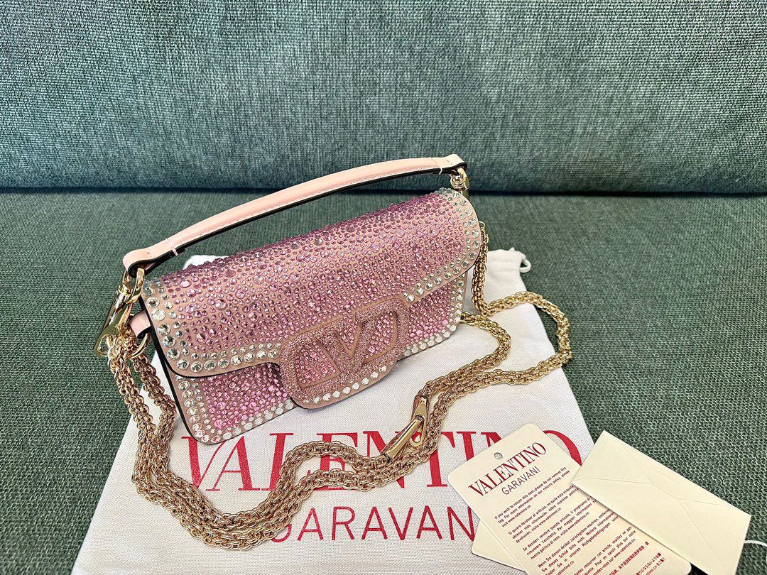 Valentino Garavani Locò Shoulder Bag With Rhinestones.