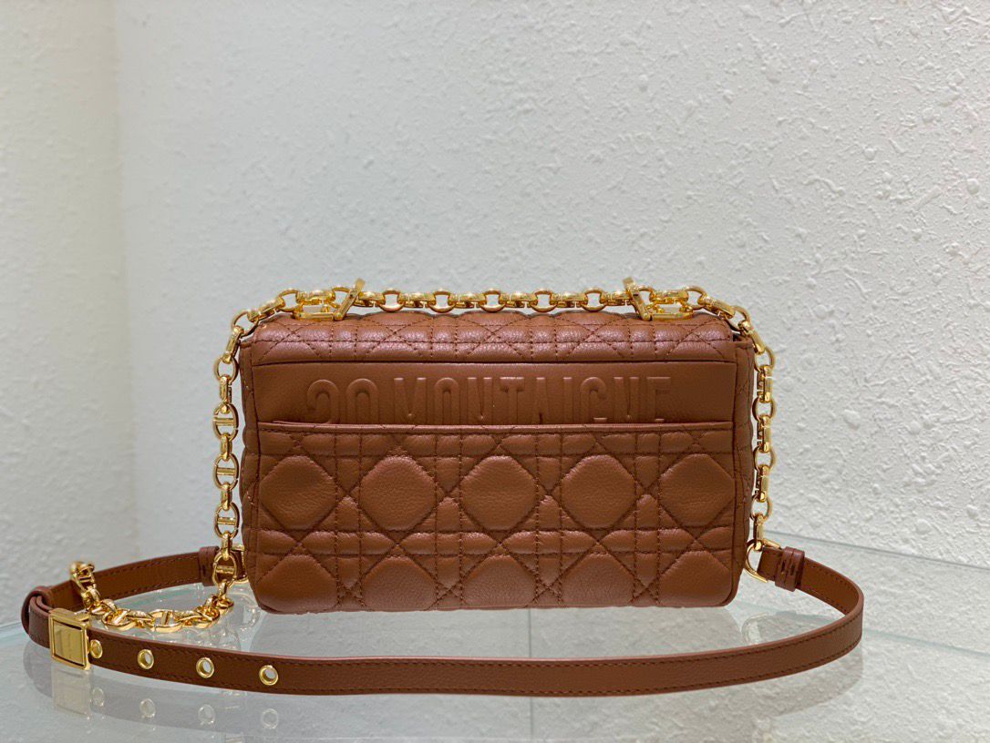 Dior Caro em Couro Marrom Cannage.
