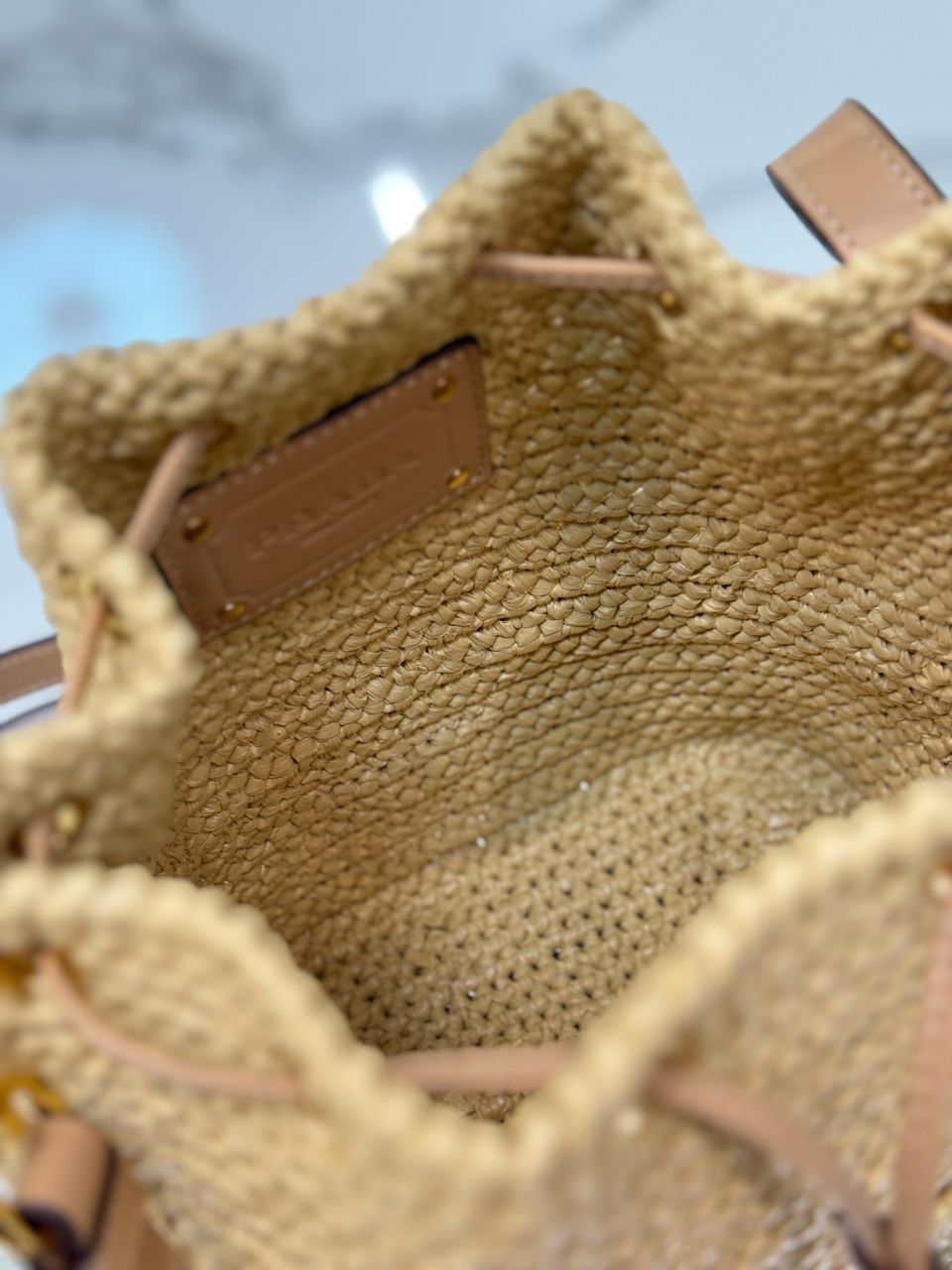 Prada Raffia Mini Bucket