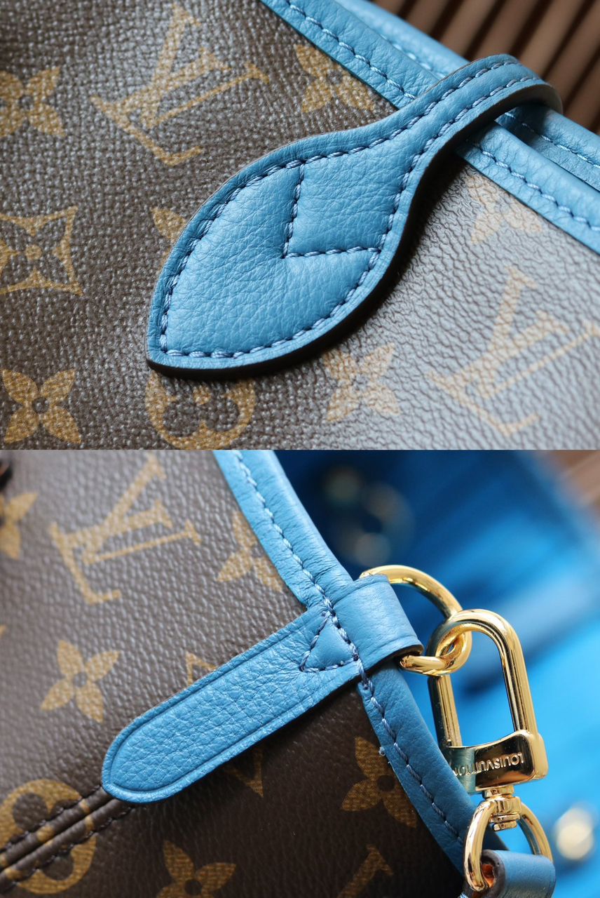 Lv Neverfull Bandoulière Inside Out MM Gaston Blue