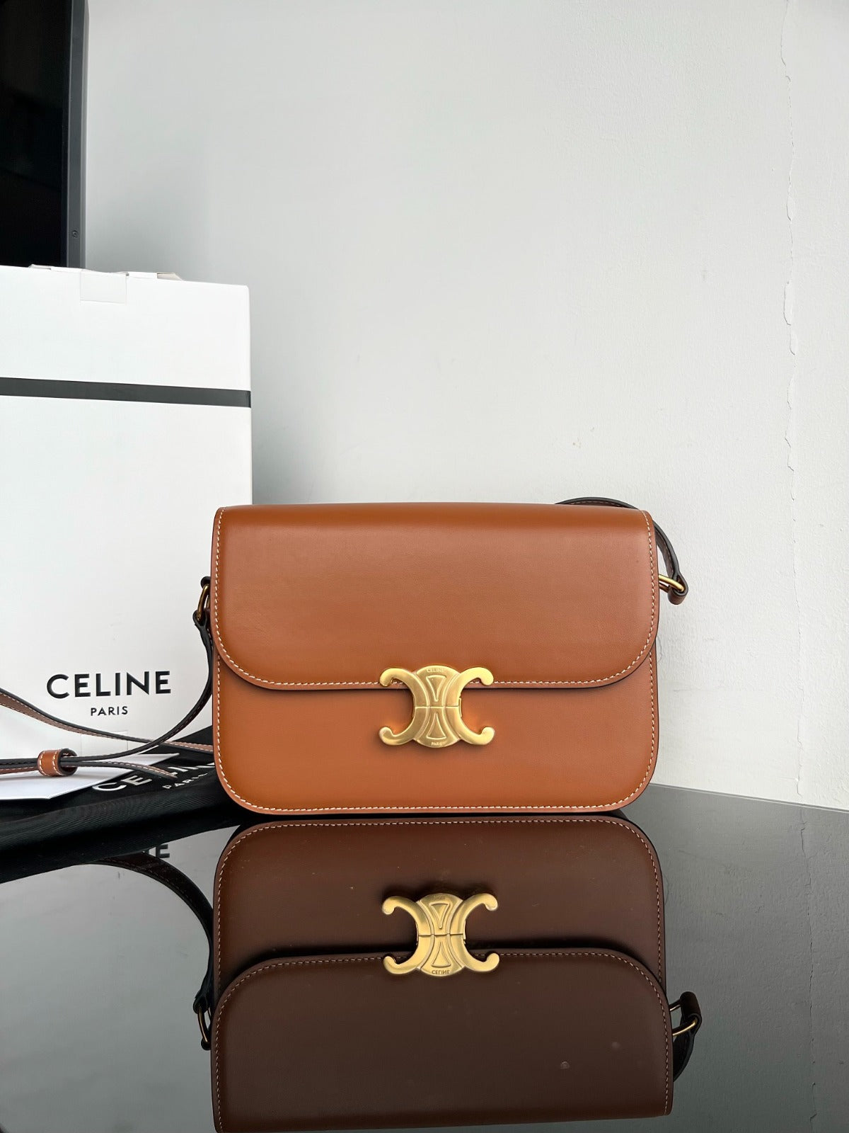 Celine Classique Triomphe Leather Bag Brown