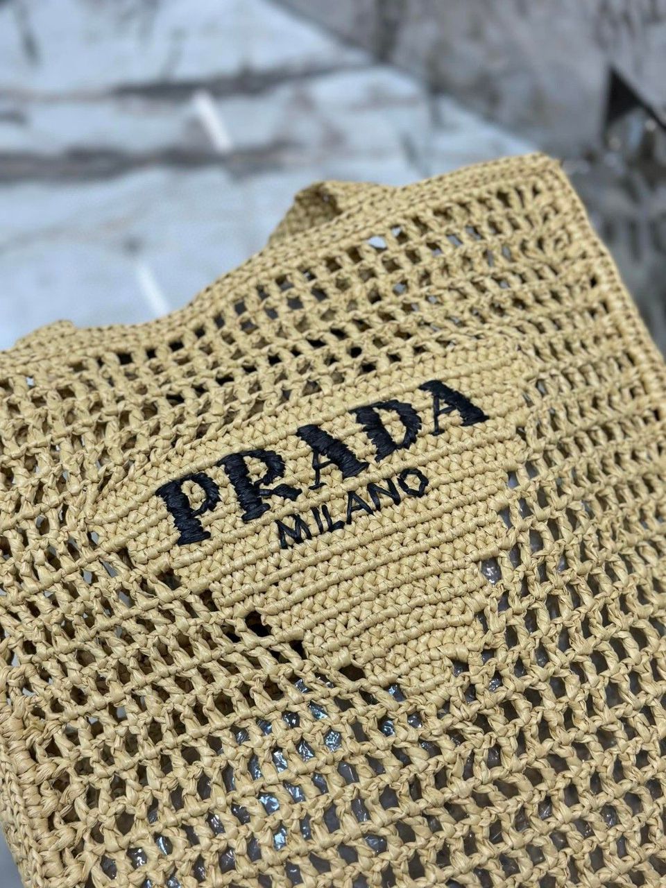 Prada Raffia Tote Bag