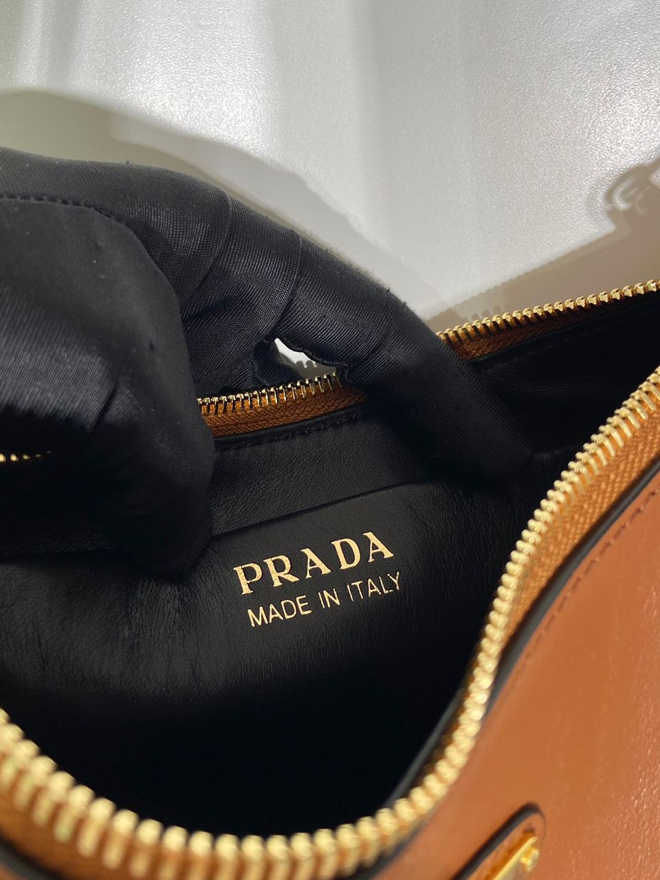 Prada Arqué Leather Brandy