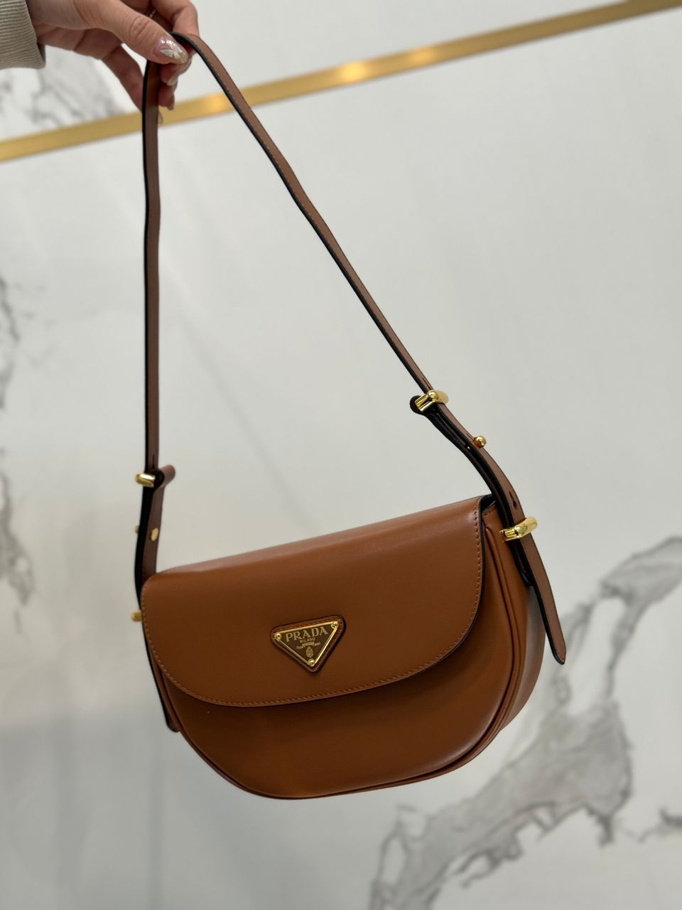 Prada Arqué Leather Shoulder Bag