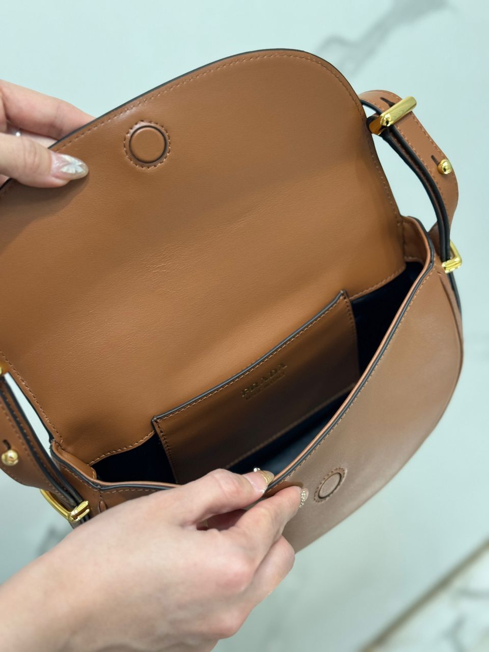 Prada Arqué Leather Shoulder Bag