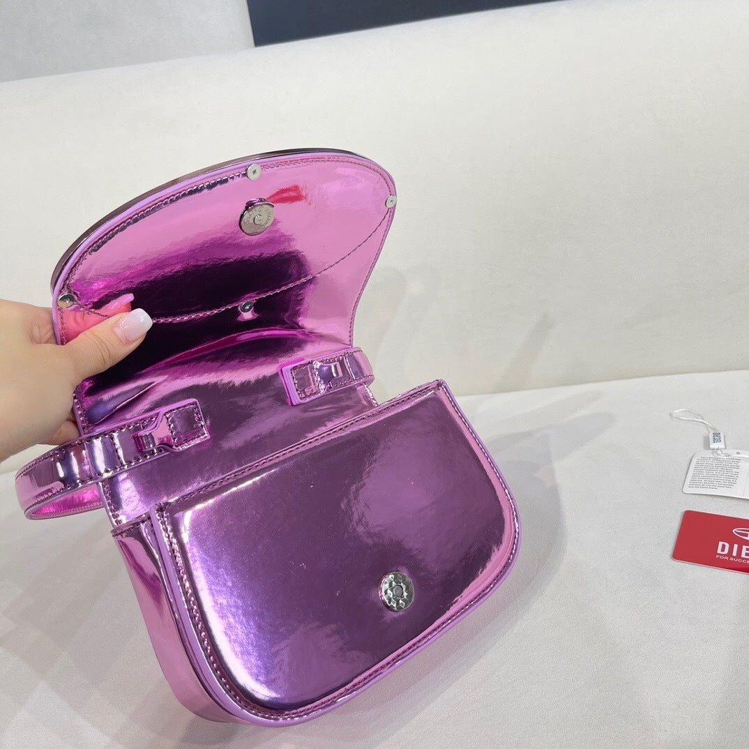 Diesel 1DR Shoulder Bag Nappa Leather metallic pink