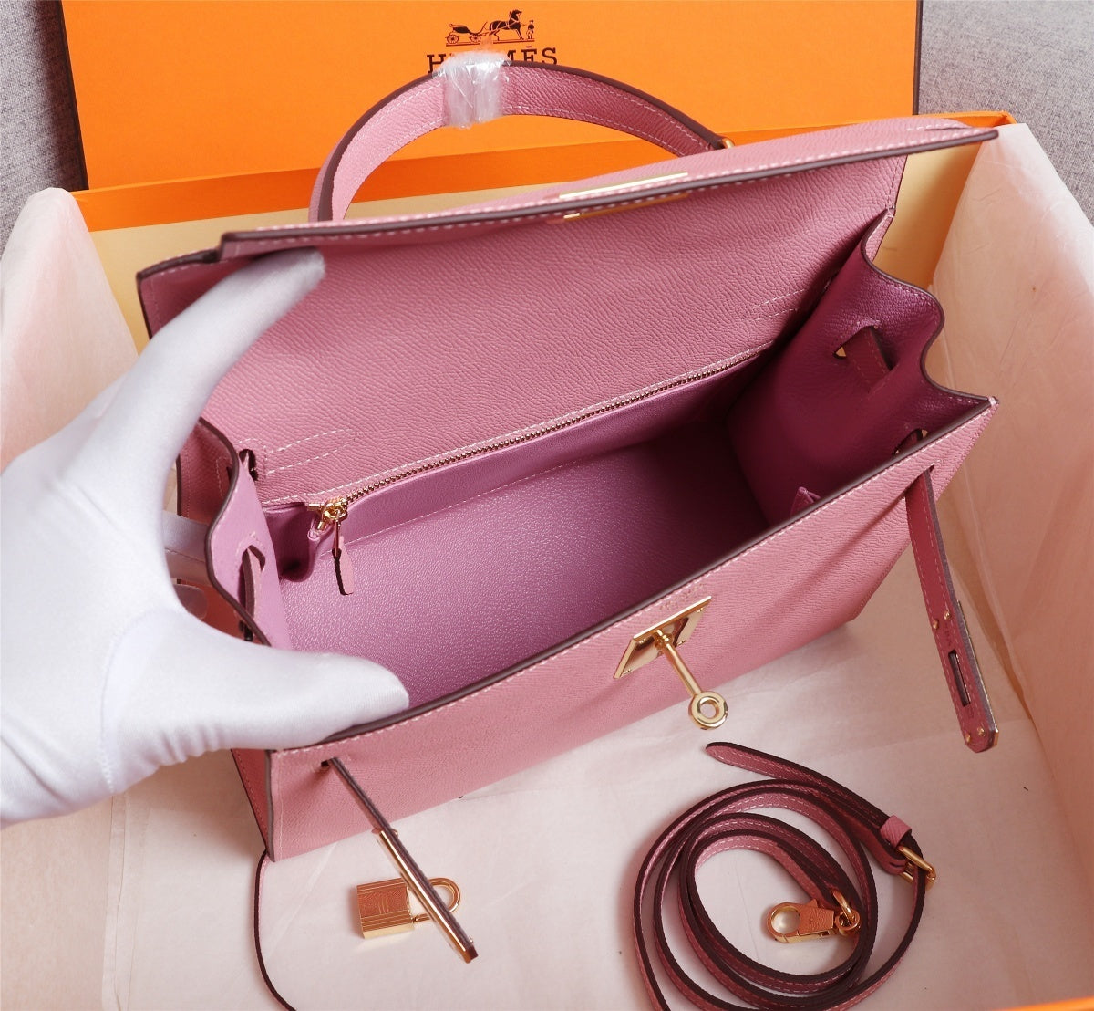 Bolsa Hermes Kelly pink