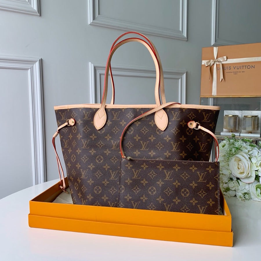 Lv Neverfull Inside Out MM Brown and Beige