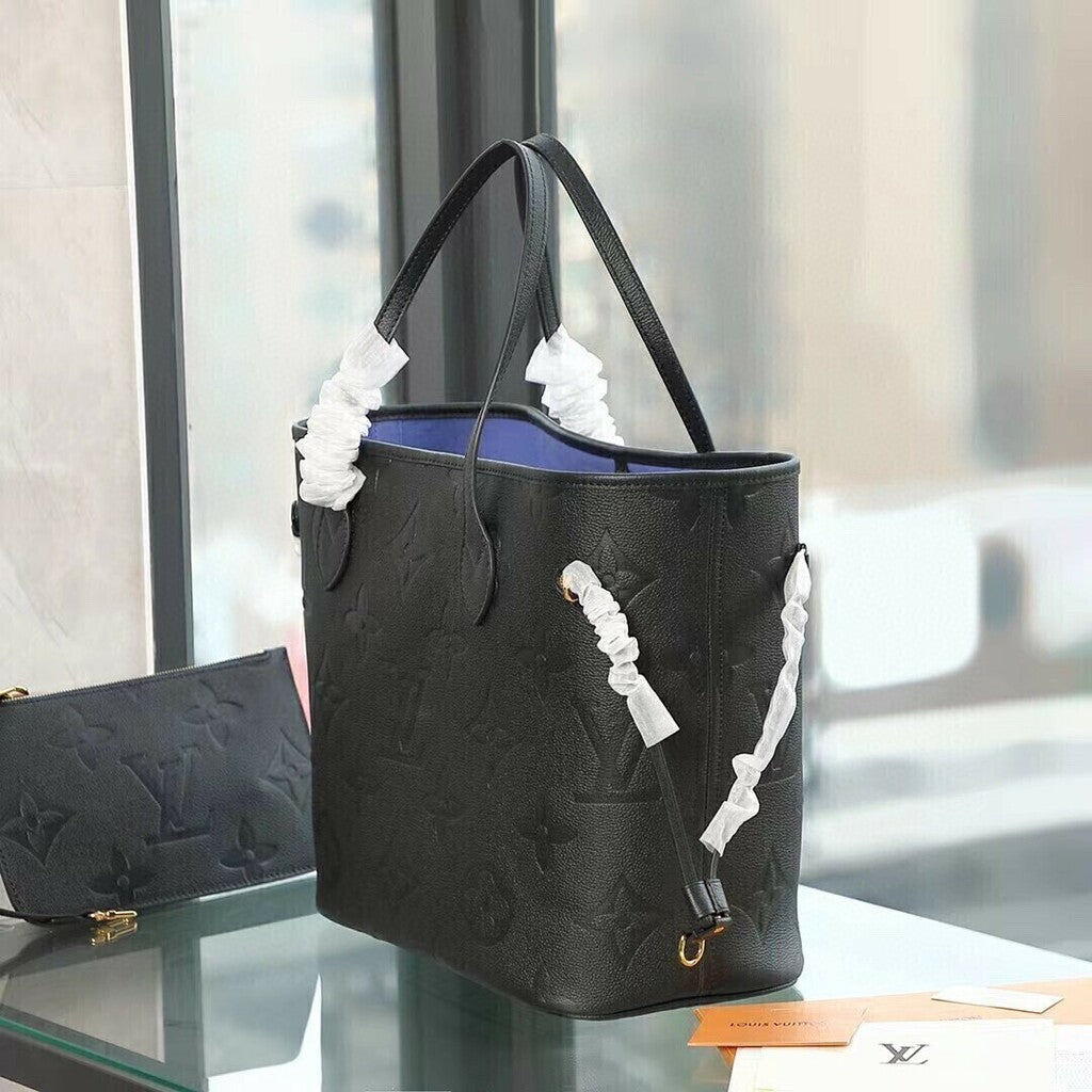Lv Neverfull MM Empreinte Leather Black