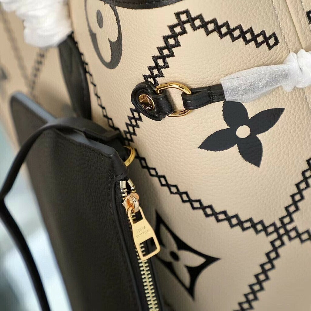 Lv Neverfull MM Monogram Empriente Cream/Black