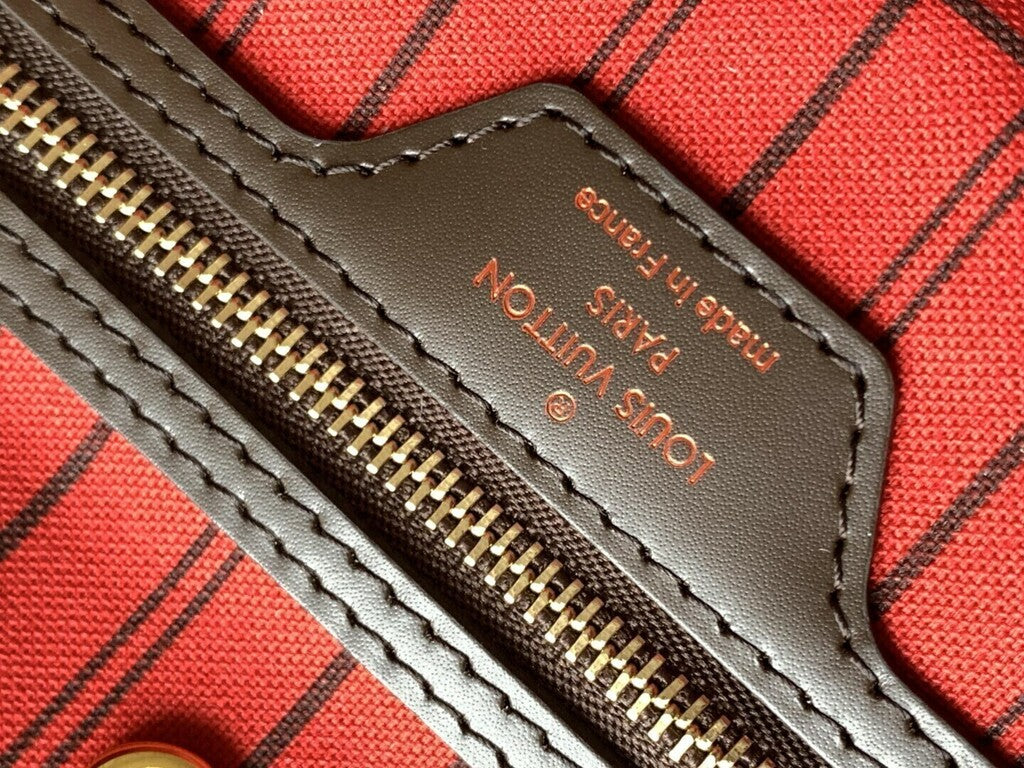 Lv Neverfull Inside Out MM  Brown and Red
